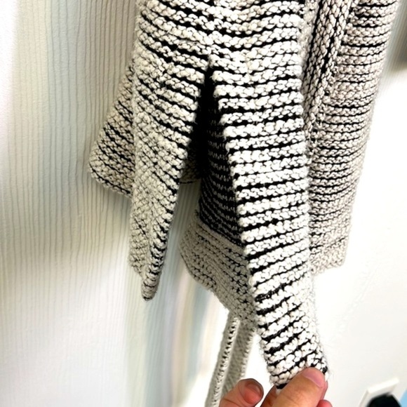 Loft - Black And White Bouche Long Sleeve Cardigan Sweater With Tie Size Medium - Picture 8 of 10